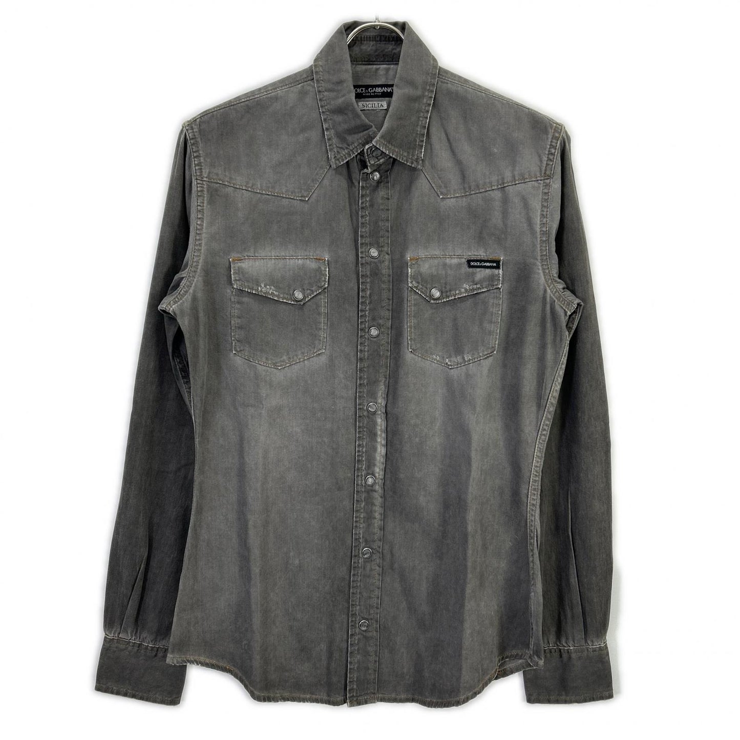 DOLCE&GABBANA Sicilia Western Denim Shirt Gray Size 39