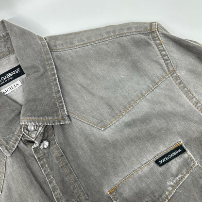 DOLCE&GABBANA Sicilia Western Denim Shirt Gray Size 39