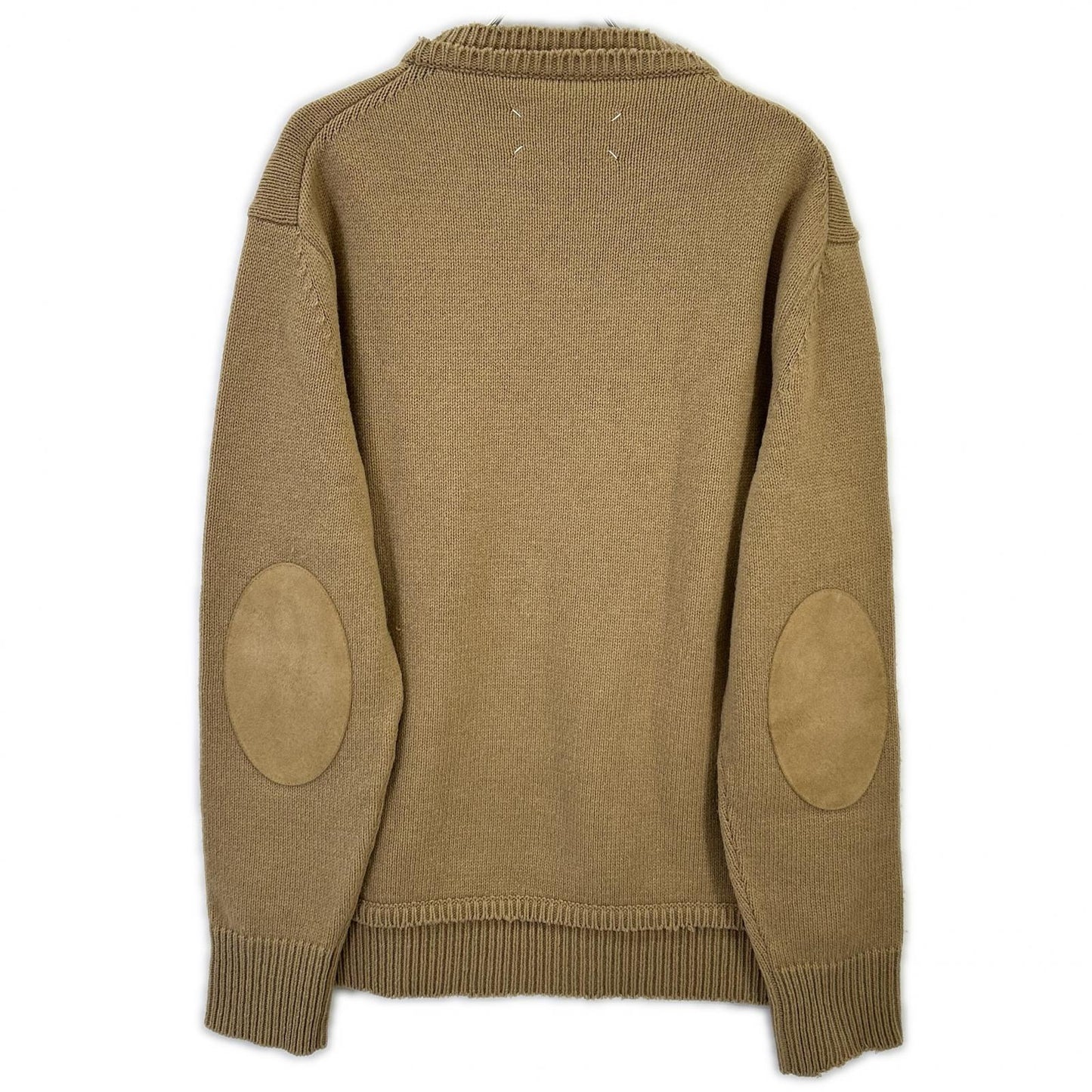 Maison Margiela Suede Elbow Patch Knit Sweater Beige Size L
