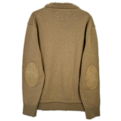 Maison Margiela Suede Elbow Patch Knit Sweater Beige Size L