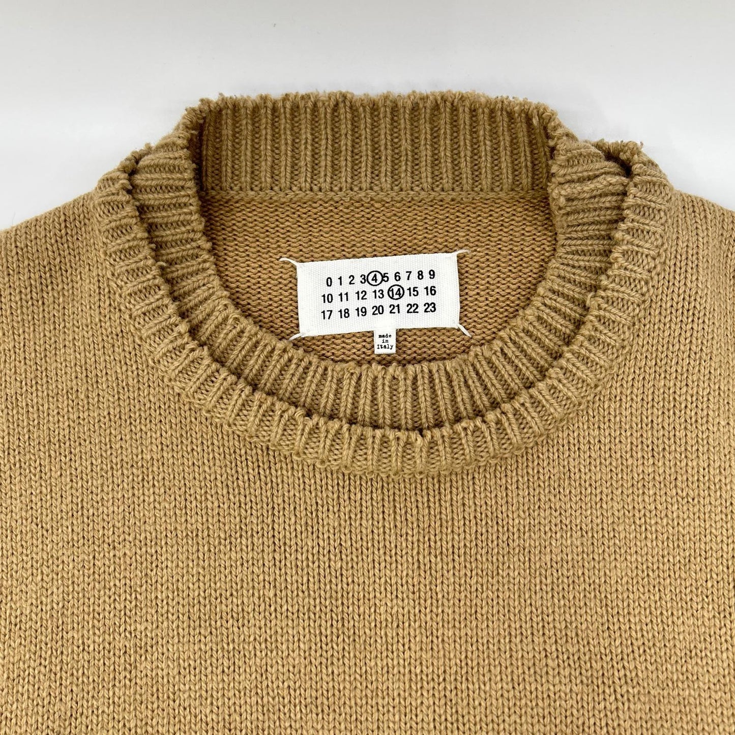 Maison Margiela Suede Elbow Patch Knit Sweater Beige Size L