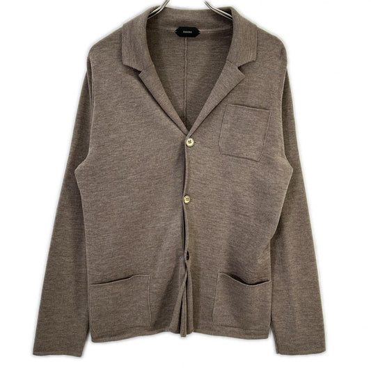 ZANONE Rib Knit Single Jacket Brown Size 50