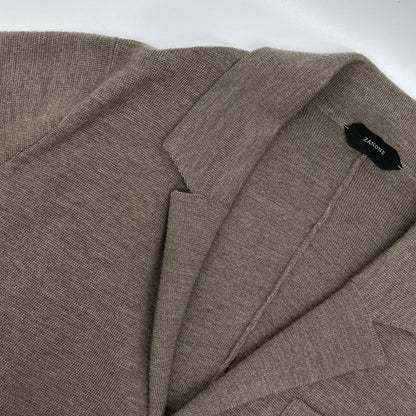 ZANONE Rib Knit Single Jacket Brown Size 50