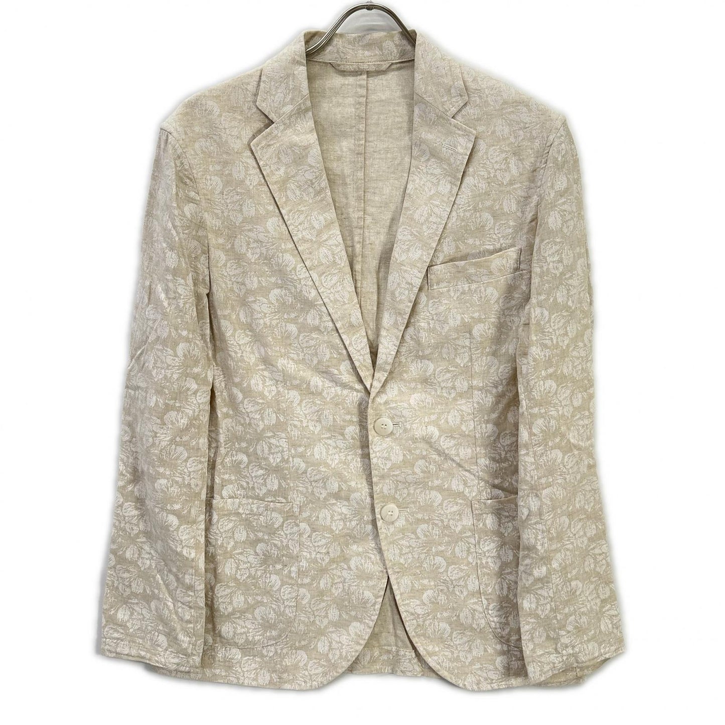 CORALLO Linen Blend Floral Single Jacket Beige Size 46