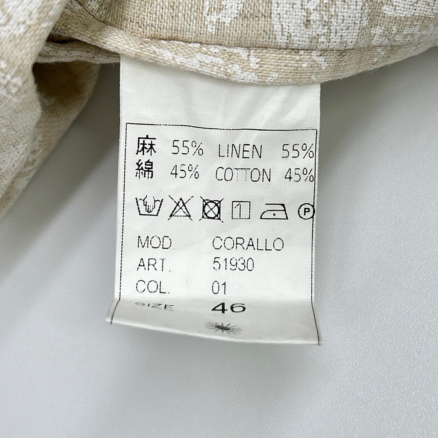 CORALLO Linen Blend Floral Single Jacket Beige Size 46
