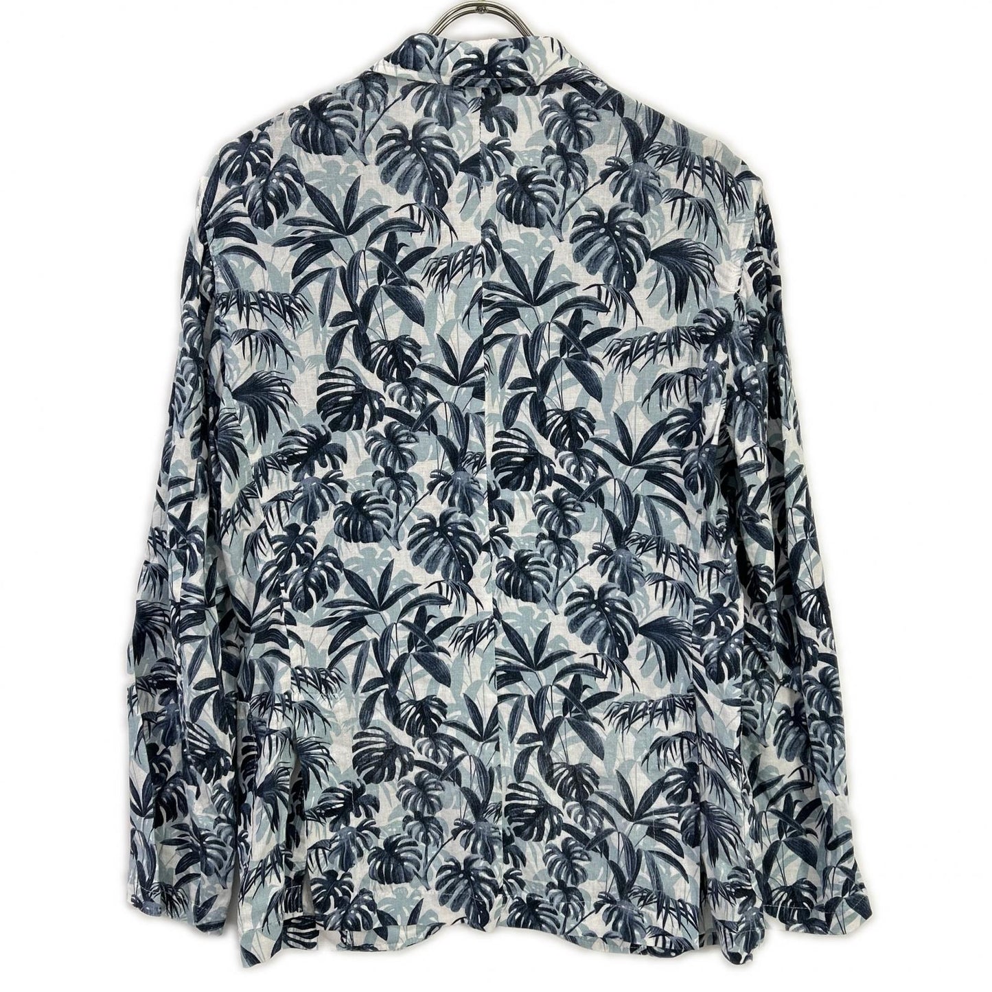 GIANNETTO CORALLO Linen Leaf Design Jacket Blue Size 46