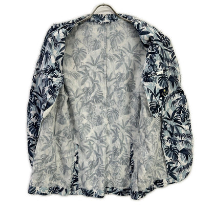 GIANNETTO CORALLO Linen Leaf Design Jacket Blue Size 46