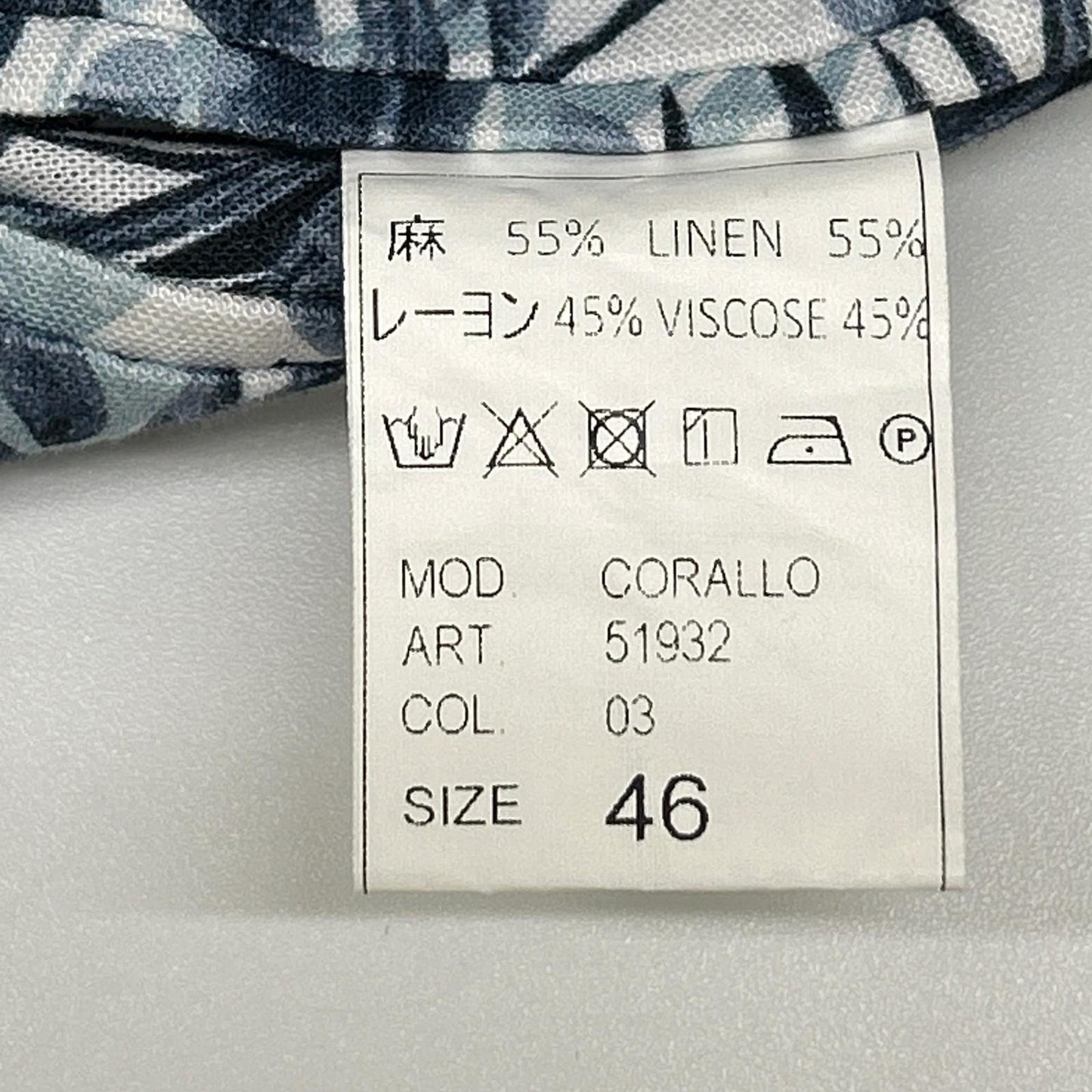 GIANNETTO CORALLO Linen Leaf Design Jacket Blue Size 46