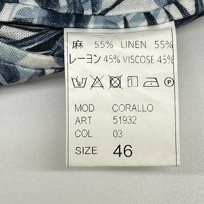 GIANNETTO CORALLO Linen Leaf Design Jacket Blue Size 46