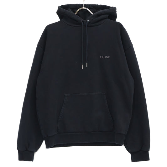 CELINE Black Studs Embroidery Loose Fit Hoodie Size L