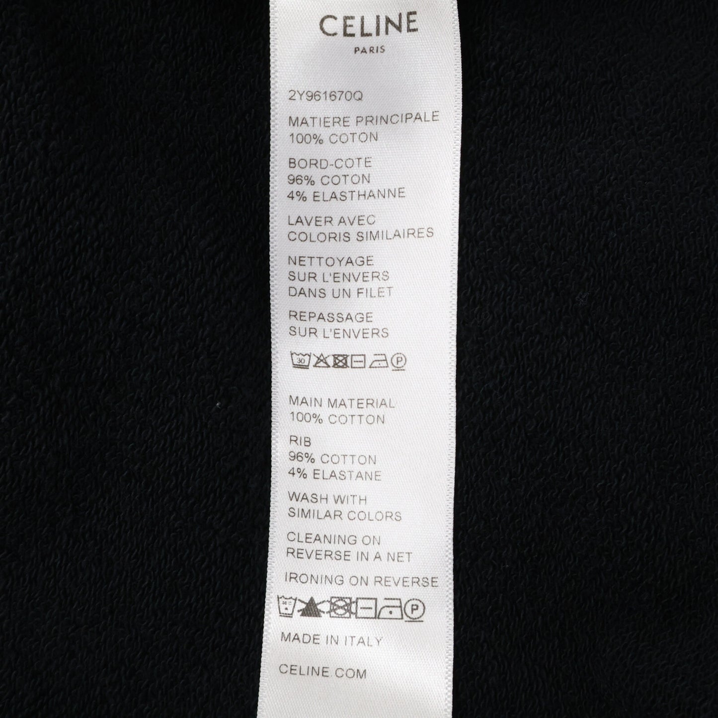 CELINE Black Studs Embroidery Loose Fit Hoodie Size L