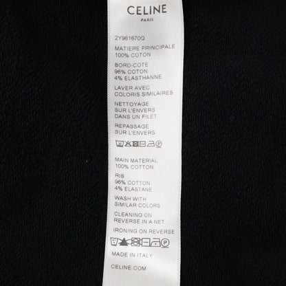 CELINE Black Studs Embroidery Loose Fit Hoodie Size L