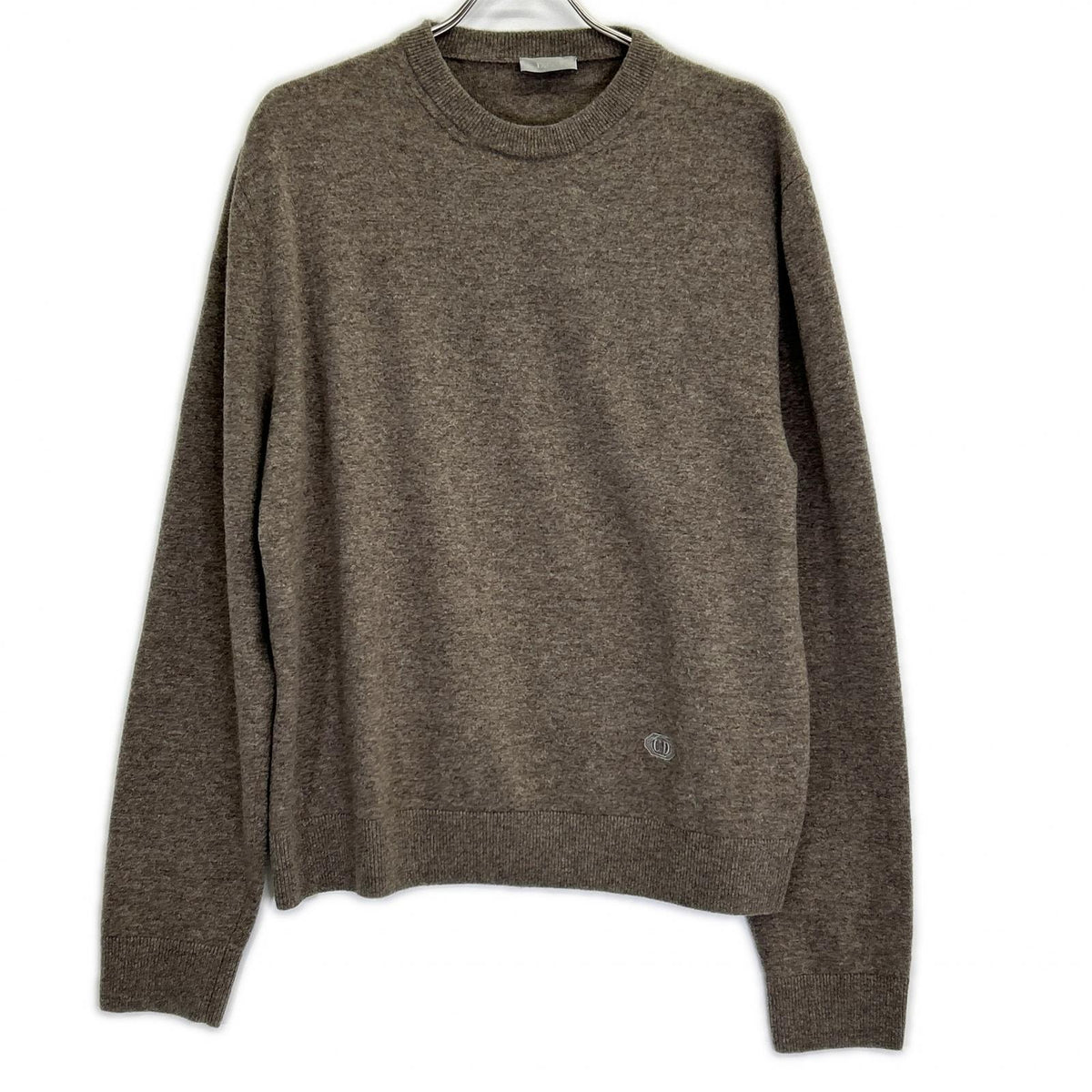 DIOR Gray Wool Cashmere CD Logo Embroidery Sweater Size L