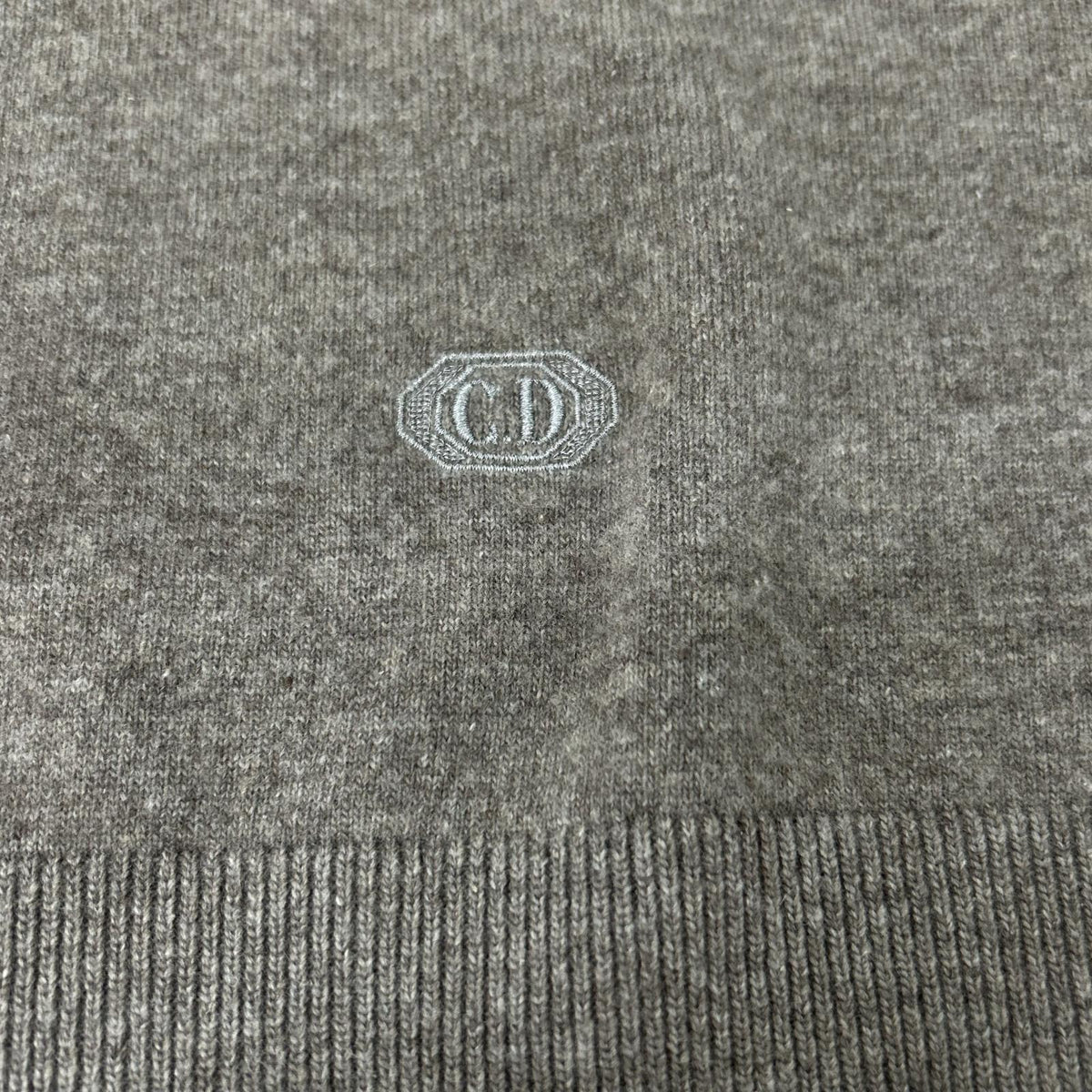 DIOR Gray Wool Cashmere CD Logo Embroidery Sweater Size L