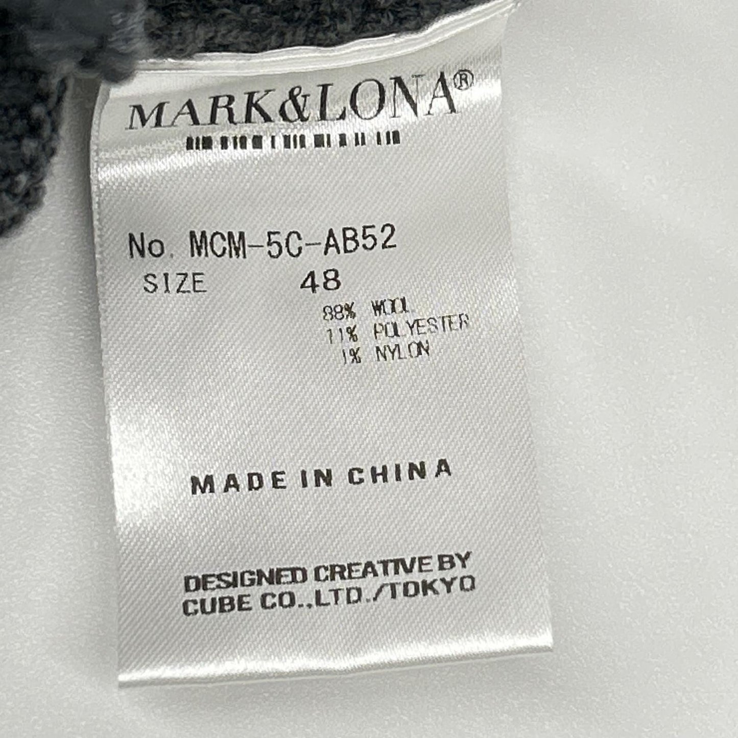 MARK&LONA Wool DPHK Knit Sweater Charcoal Size 48