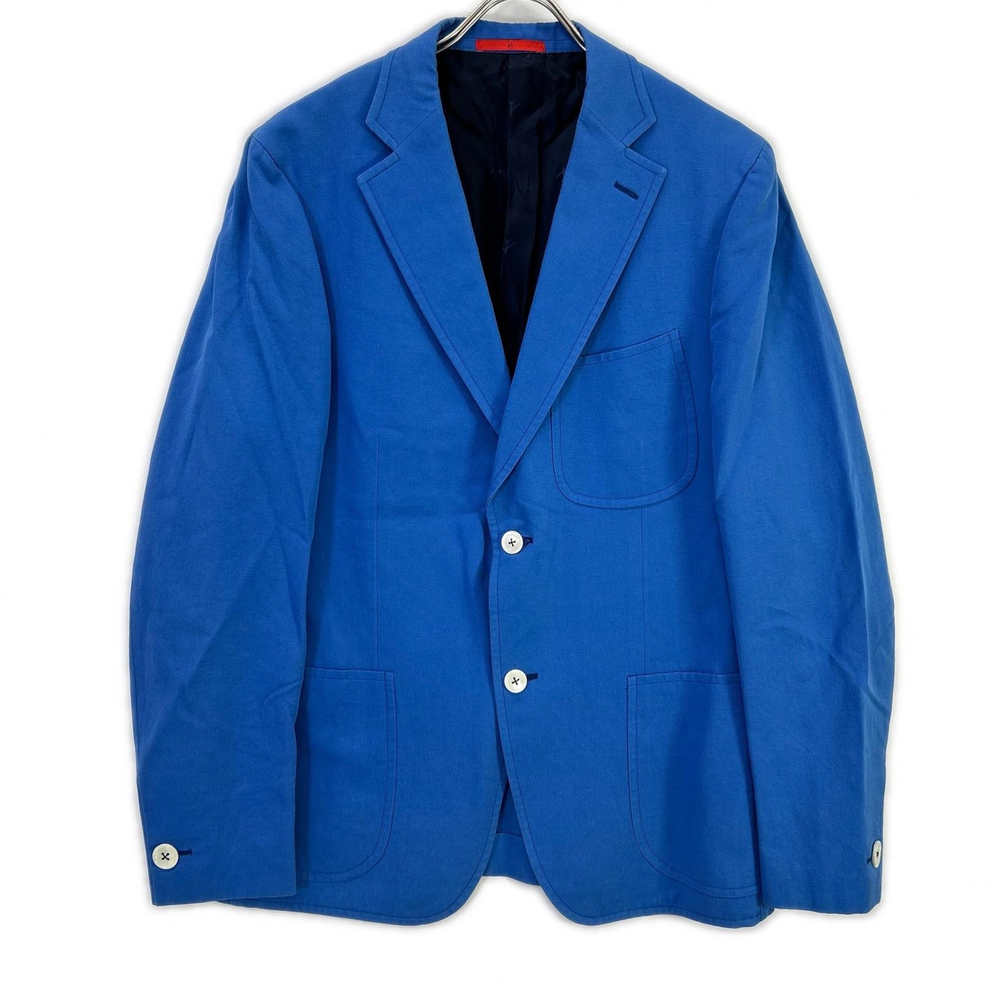ISAIA MORFED Cotton Linen Notched Lapel Jacket Blue Size 50