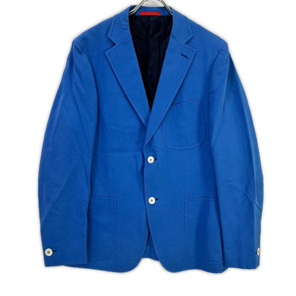 ISAIA MORFED Cotton Linen Notched Lapel Jacket Blue Size 50