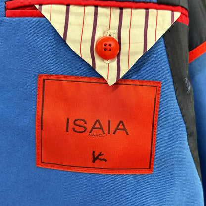 ISAIA MORFED Cotton Linen Notched Lapel Jacket Blue Size 50