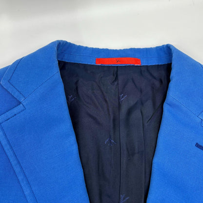 ISAIA MORFED Cotton Linen Notched Lapel Jacket Blue Size 50