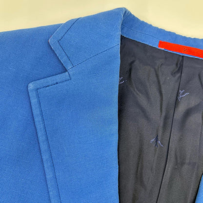 ISAIA MORFED Cotton Linen Notched Lapel Jacket Blue Size 50