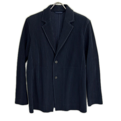 HOMME PLISSE ISSEY MIYAKE BASICS Pleated Dark Navy Jacket Size 2