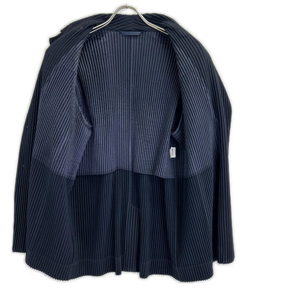 HOMME PLISSE ISSEY MIYAKE BASICS Pleated Dark Navy Jacket Size 2