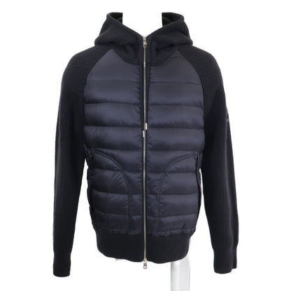 MONCLER CARDIGAN TRICOT Knit Panel Hooded Jacket Navy Size M