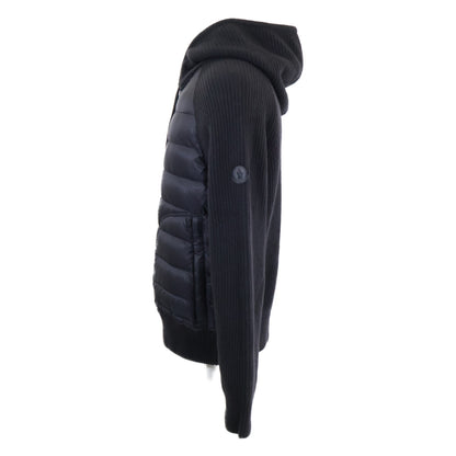 MONCLER CARDIGAN TRICOT Knit Panel Hooded Jacket Navy Size M