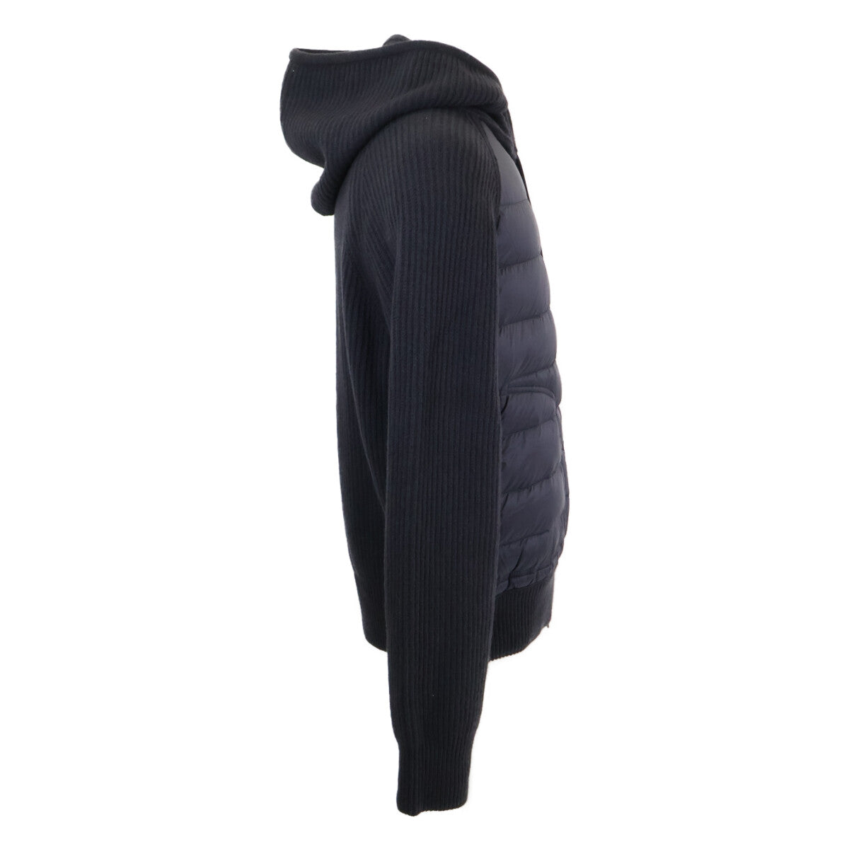 MONCLER CARDIGAN TRICOT Knit Panel Hooded Jacket Navy Size M