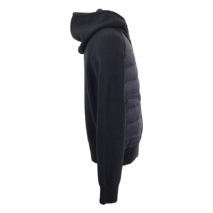 MONCLER CARDIGAN TRICOT Knit Panel Hooded Jacket Navy Size M
