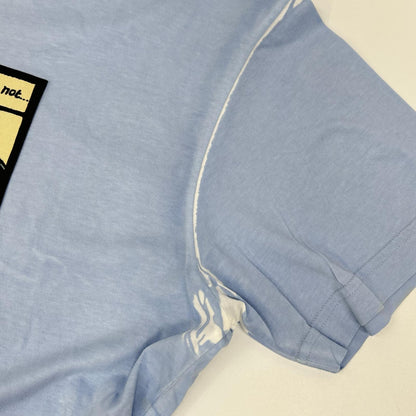 PRADA UJB489 Triangle Logo Comic Print Light Blue T-Shirt Size S