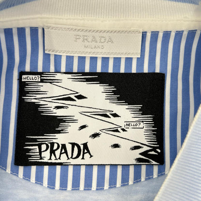 PRADA UJB489 Triangle Logo Comic Print Light Blue T-Shirt Size S