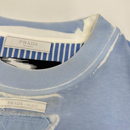 PRADA UJB489 Triangle Logo Comic Print Light Blue T-Shirt Size S