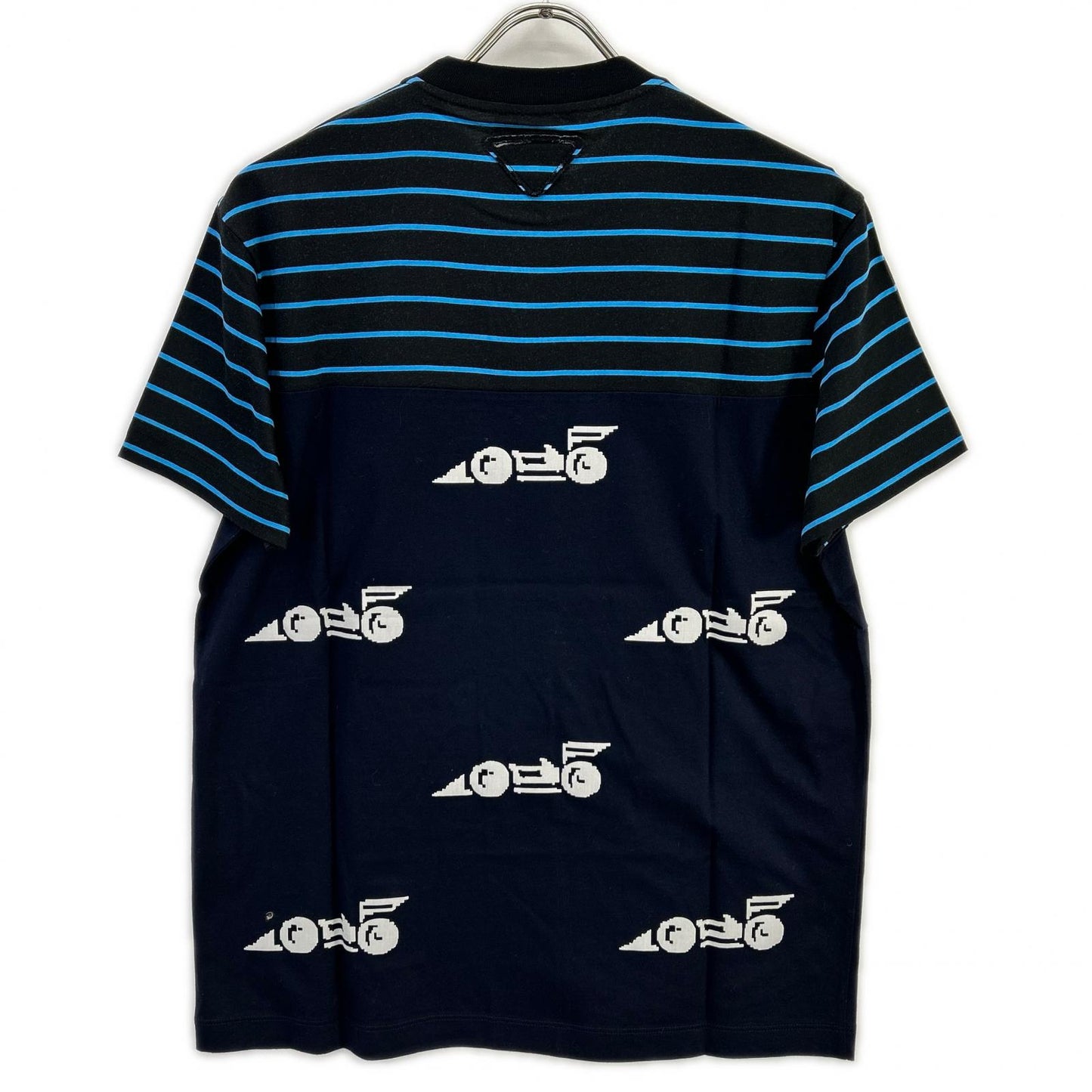 PRADA UJN330 Racing Digital Print T-Shirt Navy Size M