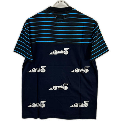 PRADA UJN330 Racing Digital Print T-Shirt Navy Size M