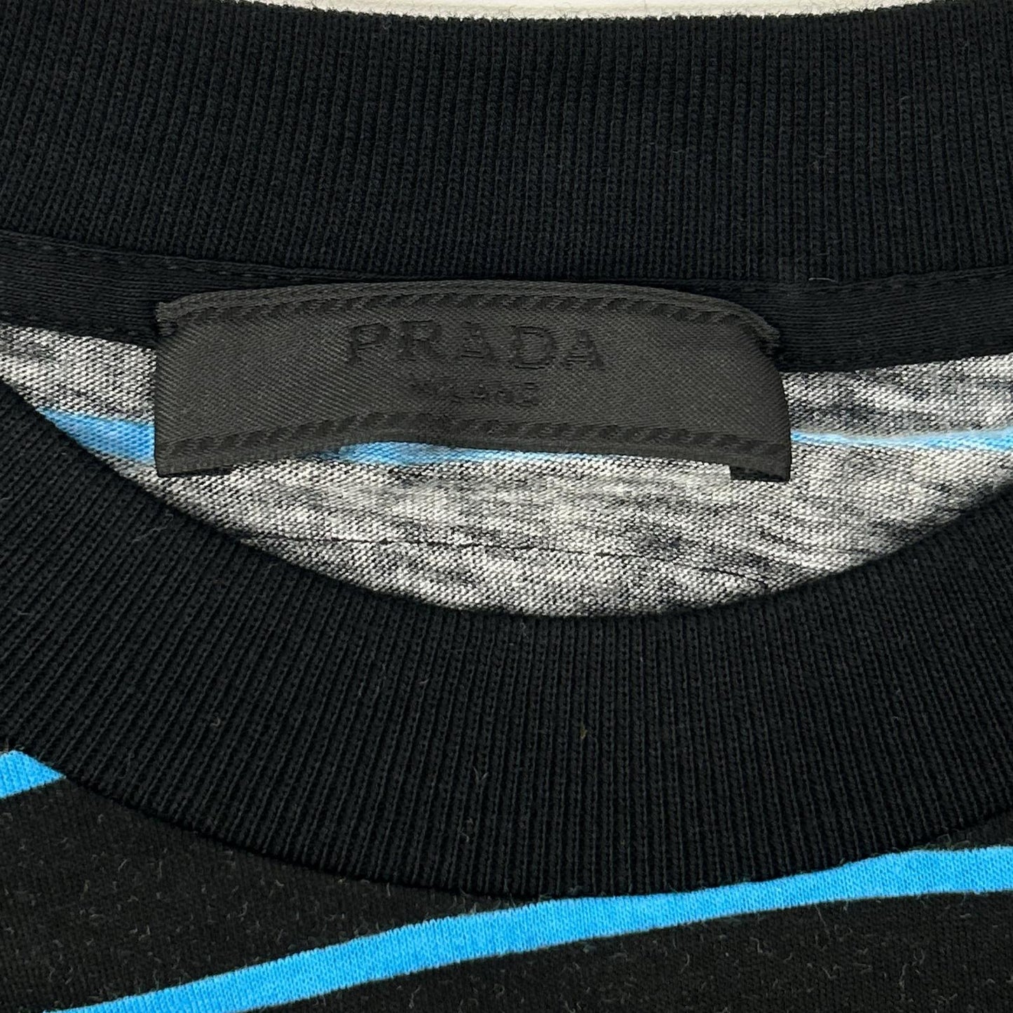 PRADA UJN330 Racing Digital Print T-Shirt Navy Size M