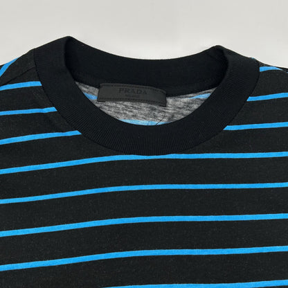 PRADA UJN330 Racing Digital Print T-Shirt Navy Size M