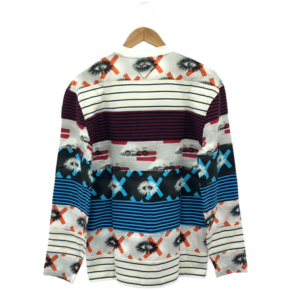 PRADA UJL935 Mixed Material Multi-Color Logo T-Shirt Size S
