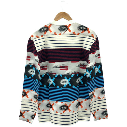 PRADA UJL935 Mixed Material Multi-Color Logo T-Shirt Size S