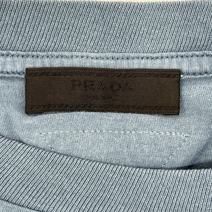 PRADA Blue Triangle Logo T-Shirt UJM572 Size M