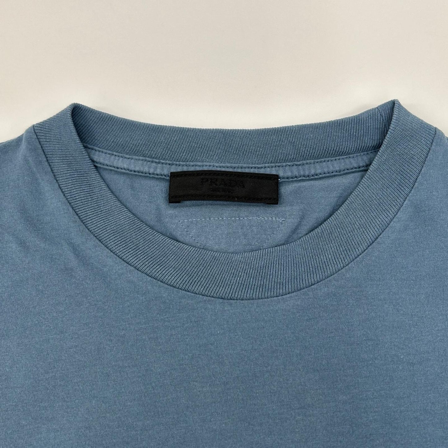 PRADA Blue Triangle Logo T-Shirt UJM572 Size M