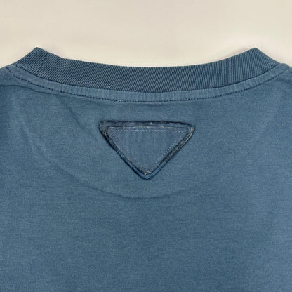 PRADA Blue Triangle Logo T-Shirt UJM572 Size M