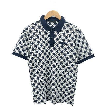 PRADA Grid Design Triangle Logo Polo Shirt UJM730 Size M