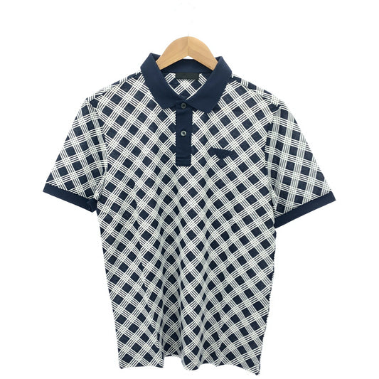 PRADA Grid Design Triangle Logo Polo Shirt UJM730 Size M