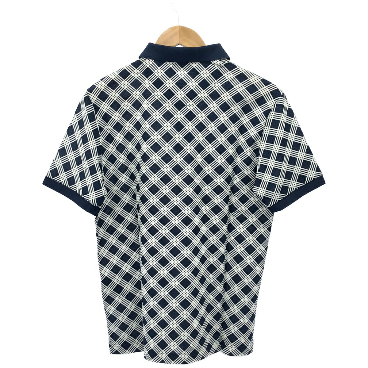 PRADA Grid Design Triangle Logo Polo Shirt UJM730 Size M