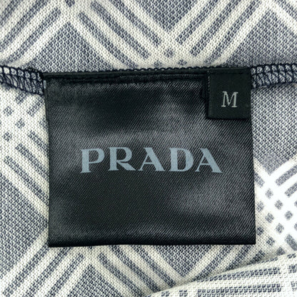 PRADA Grid Design Triangle Logo Polo Shirt UJM730 Size M