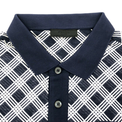 PRADA Grid Design Triangle Logo Polo Shirt UJM730 Size M