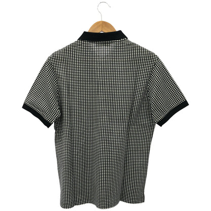 PRADA Black White Gingham Triangle Logo Polo UJM730 Size M