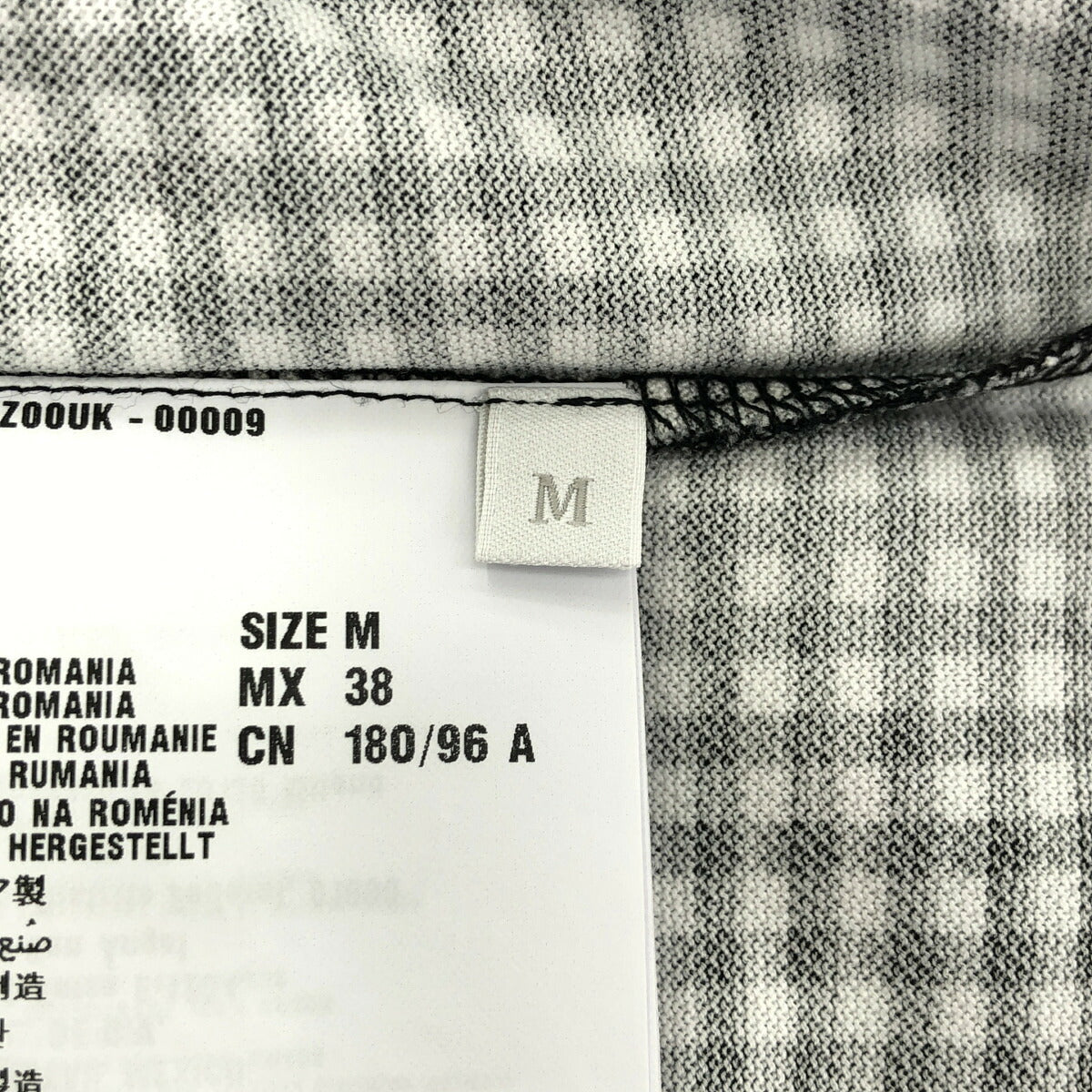 PRADA Black White Gingham Triangle Logo Polo UJM730 Size M