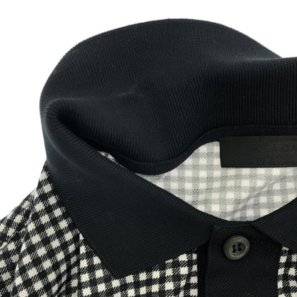 PRADA Black White Gingham Triangle Logo Polo UJM730 Size M